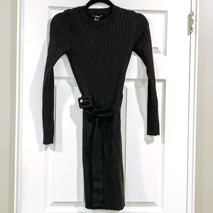 Black Knit Dress with Belt